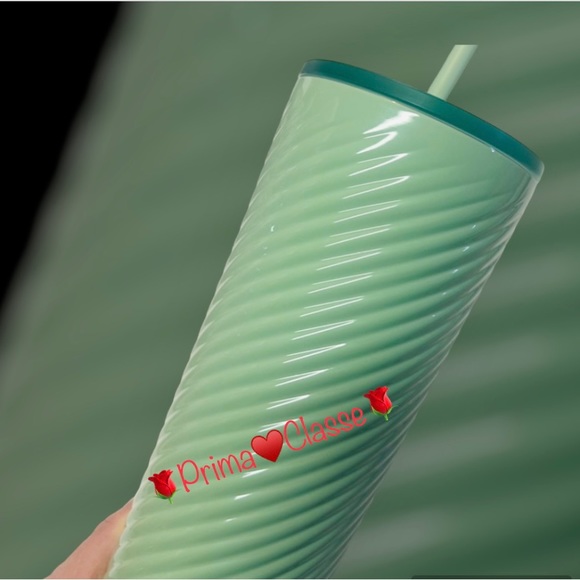 Starbucks Mint Green Swirl Cup Stainless Steel Cold Tumbler 24oz Insulated New - Picture 10 of 15